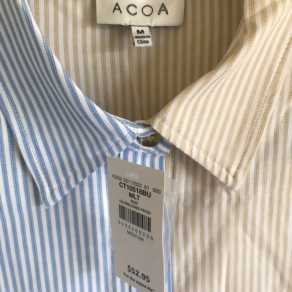 ACOA Striped Color Block Button Down Long Sleeved Shirt NWT From Buckle - Picture 3 of 16